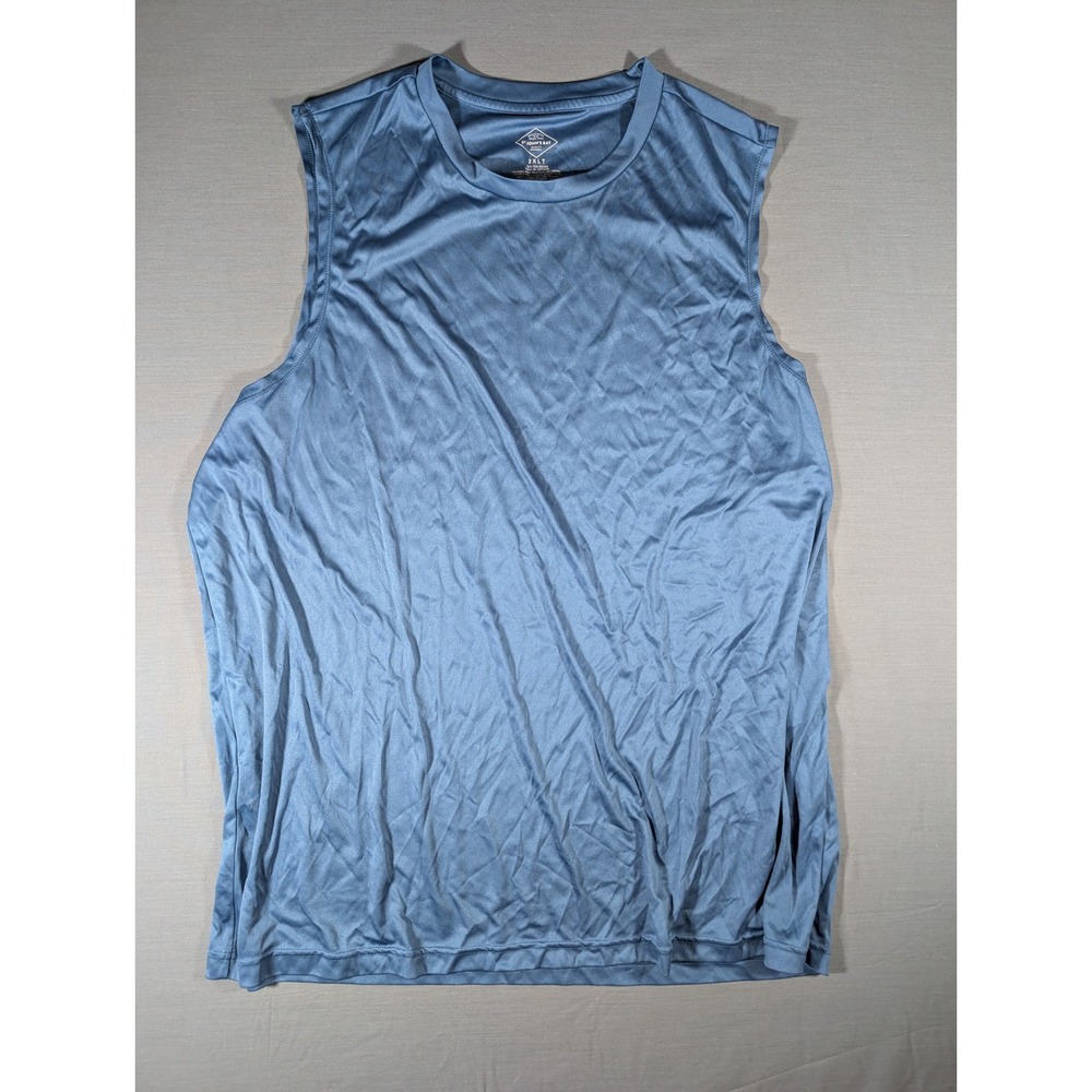 St Johns Bay Mens 2XLT Blue Active Muscle Tank Sleeveless Performance Shirt
